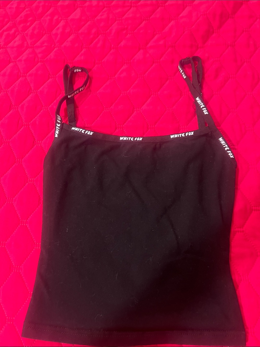 White Fox Boutique Black Logo-Trim Cami Tank